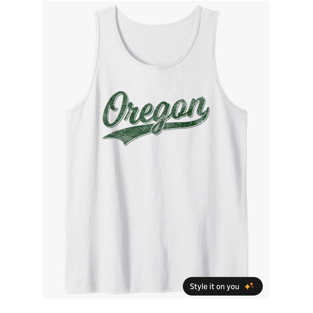 NWOT Oregon classic varsity Script vintage sports jersey style tank top sz M